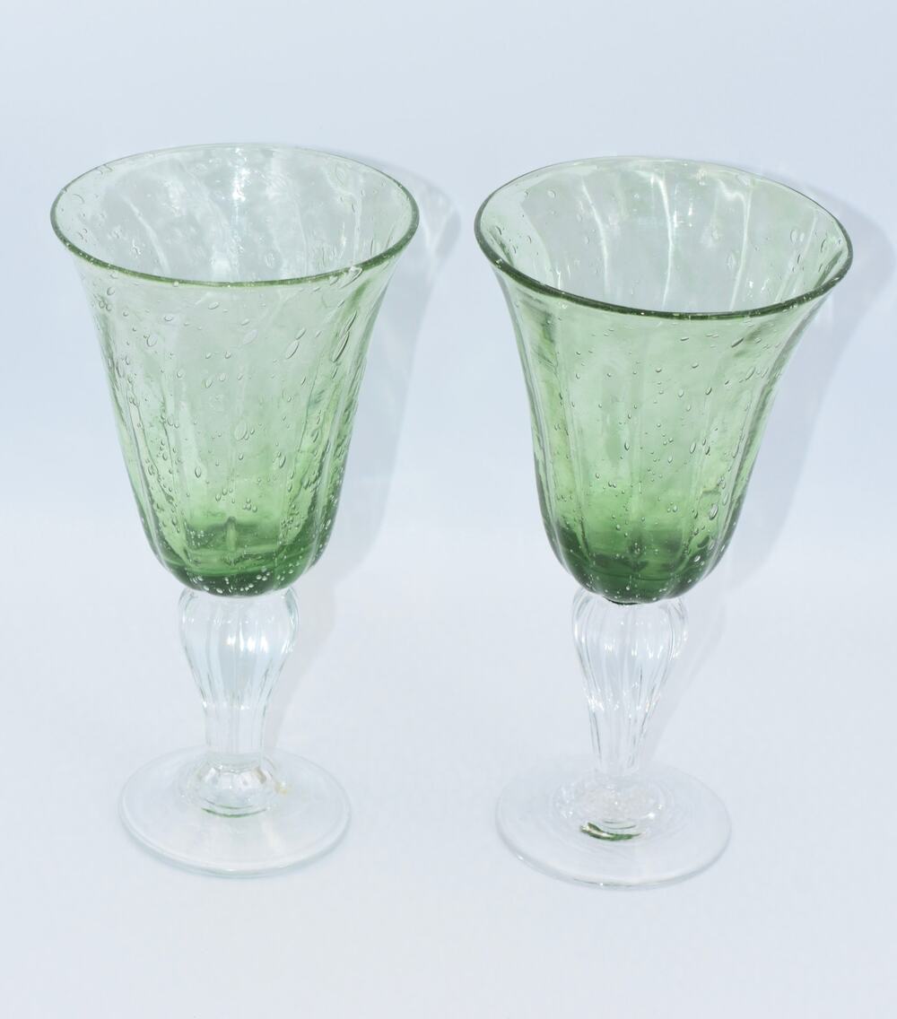 Val De Pome Christophe Saba Biot Seeded Wine/Water Stemware Goblets France